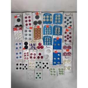 36 Old Vintage Mixed Buttons On Cards Old‎ Stock NOS